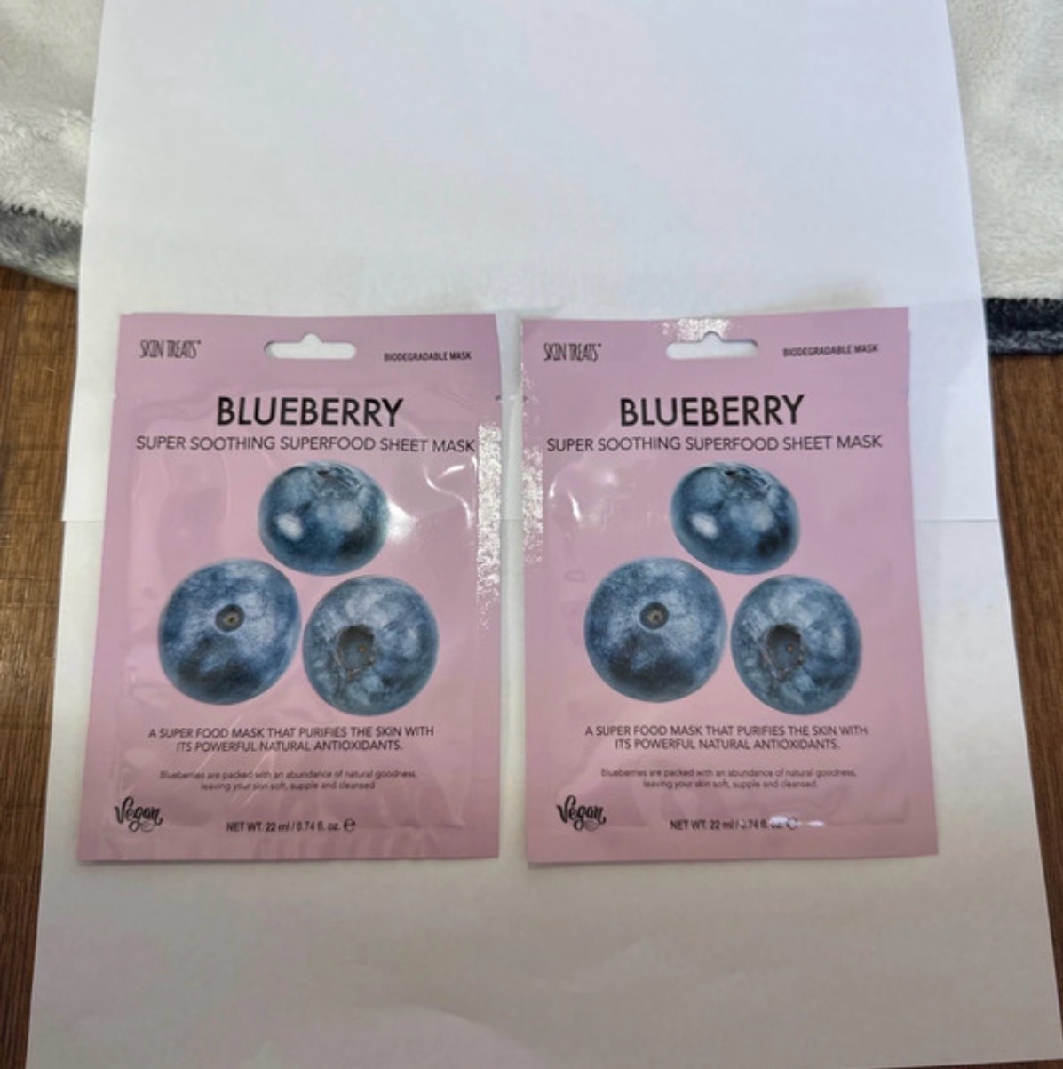 X2 blueberry face mask sheets