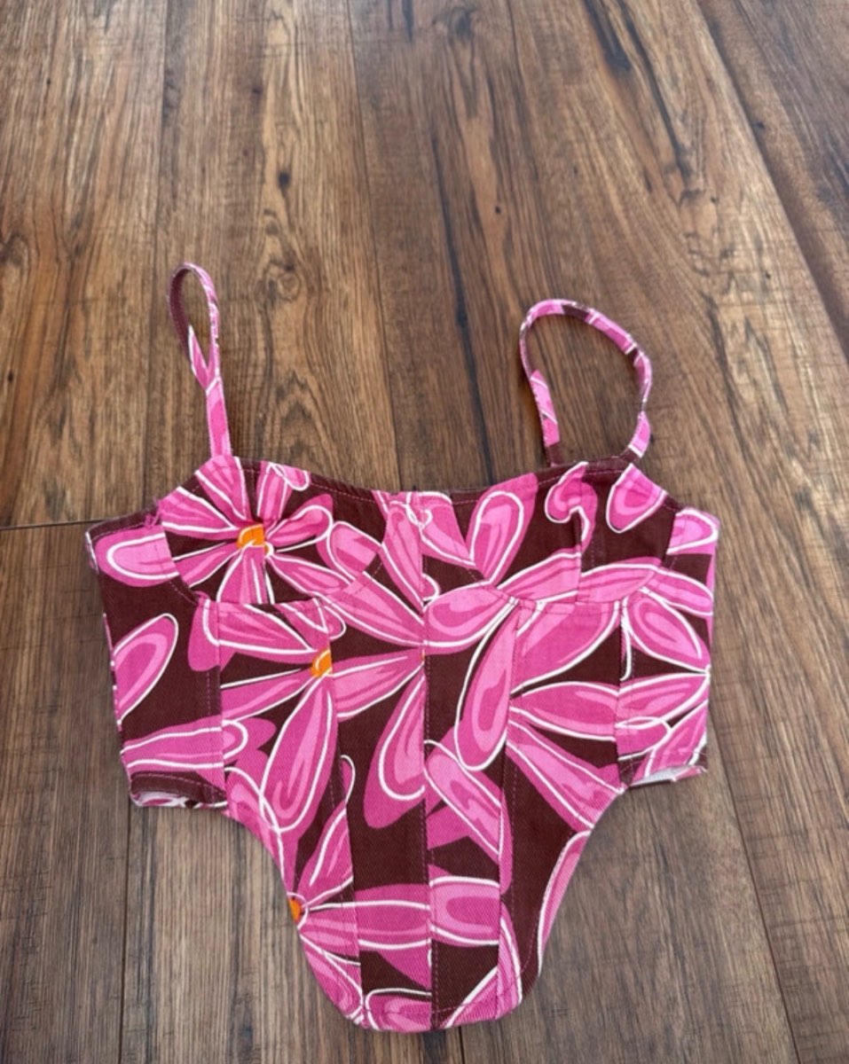 Pretty little thing pink&brown flower corset