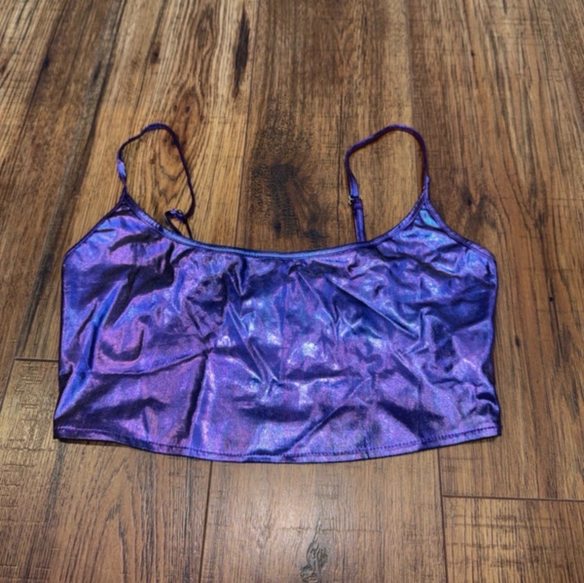 Shiny purple cropped top/ festival style top