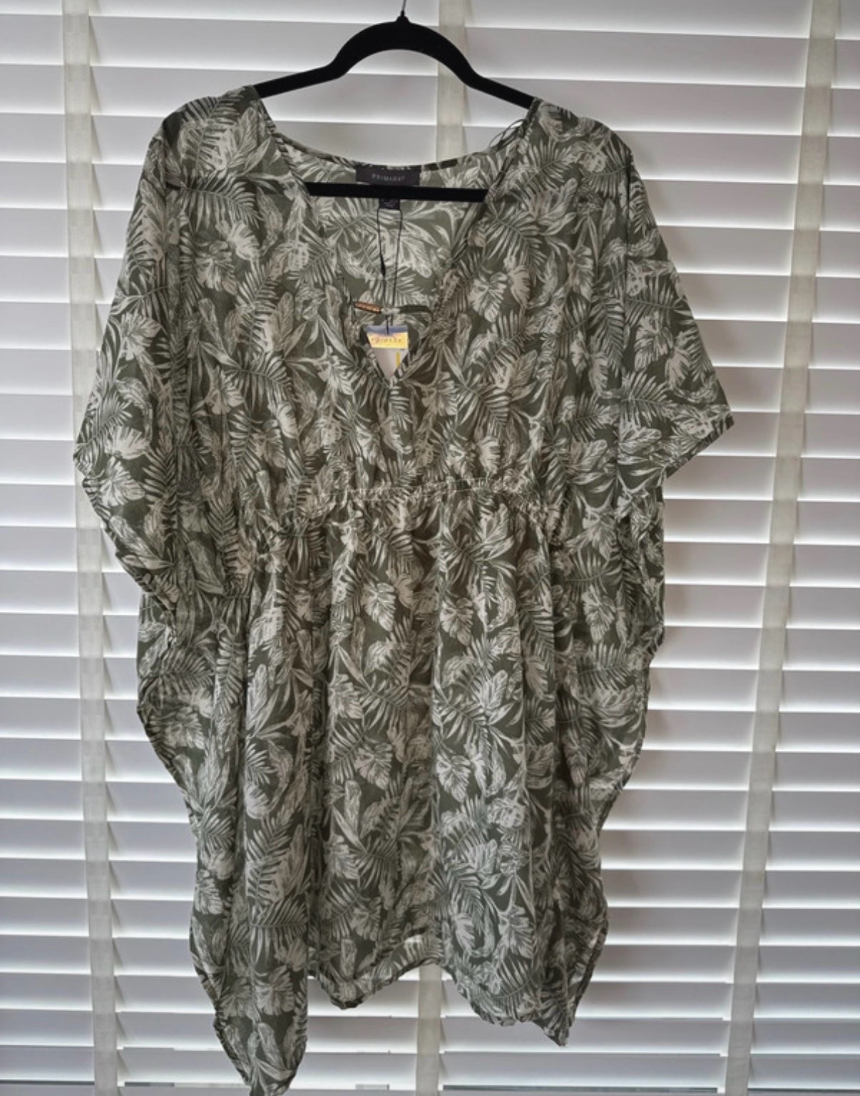 Khaki and white leaf pattern cover up