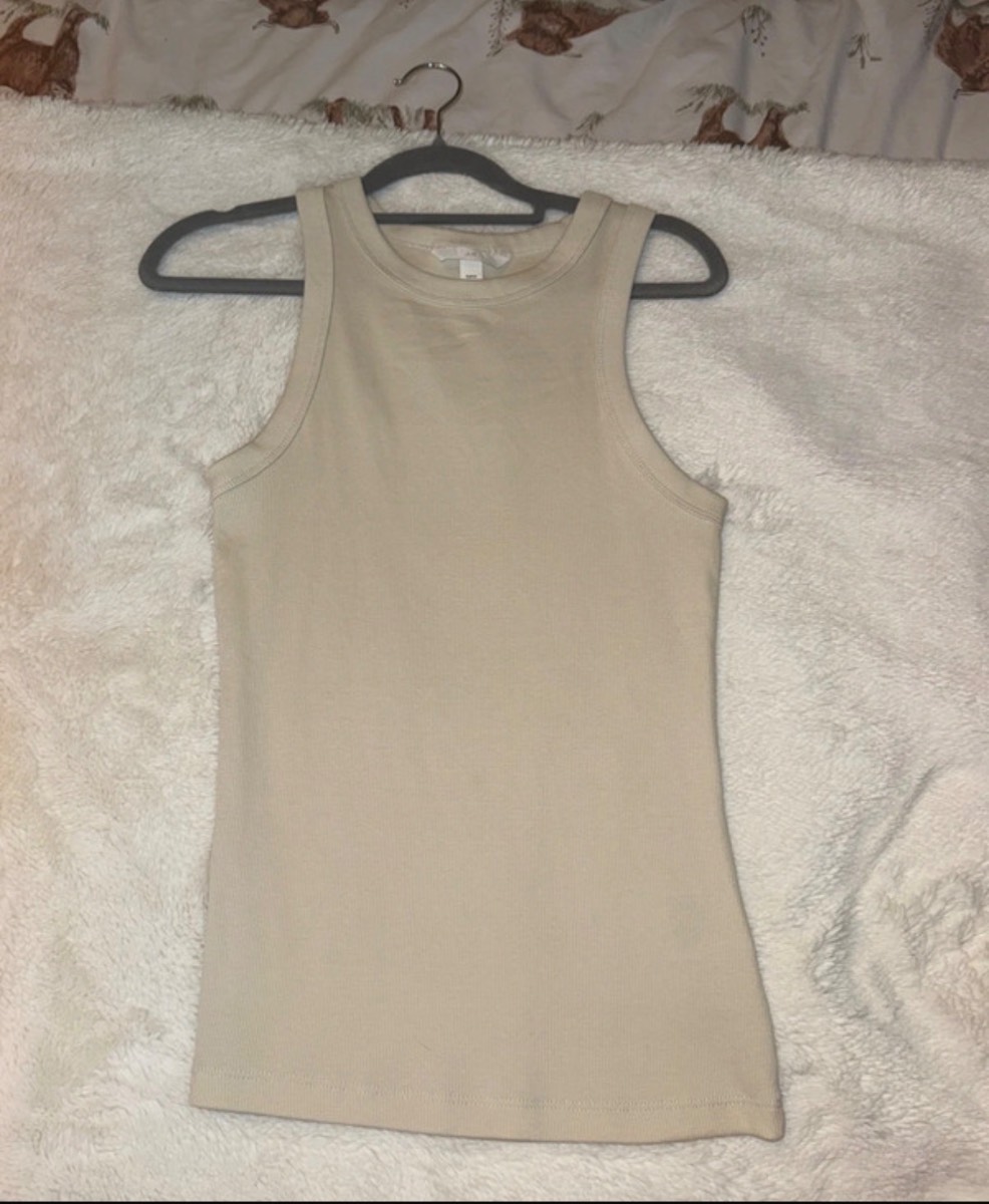 H&M cream ribbed long top