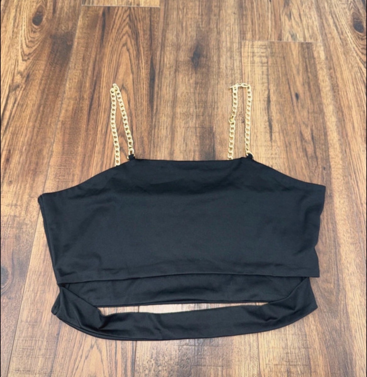 Black allurrite chain strap cut out front cami