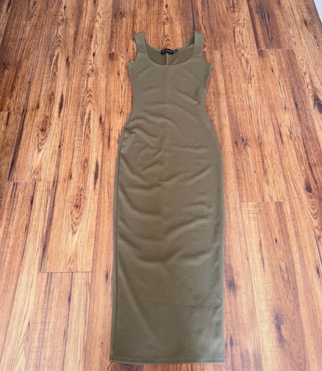 Pretty little thing long khaki dress