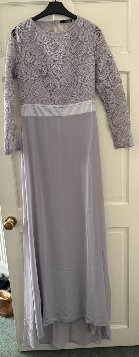 TFNC Women maxi dress grey lace open back - Size 12