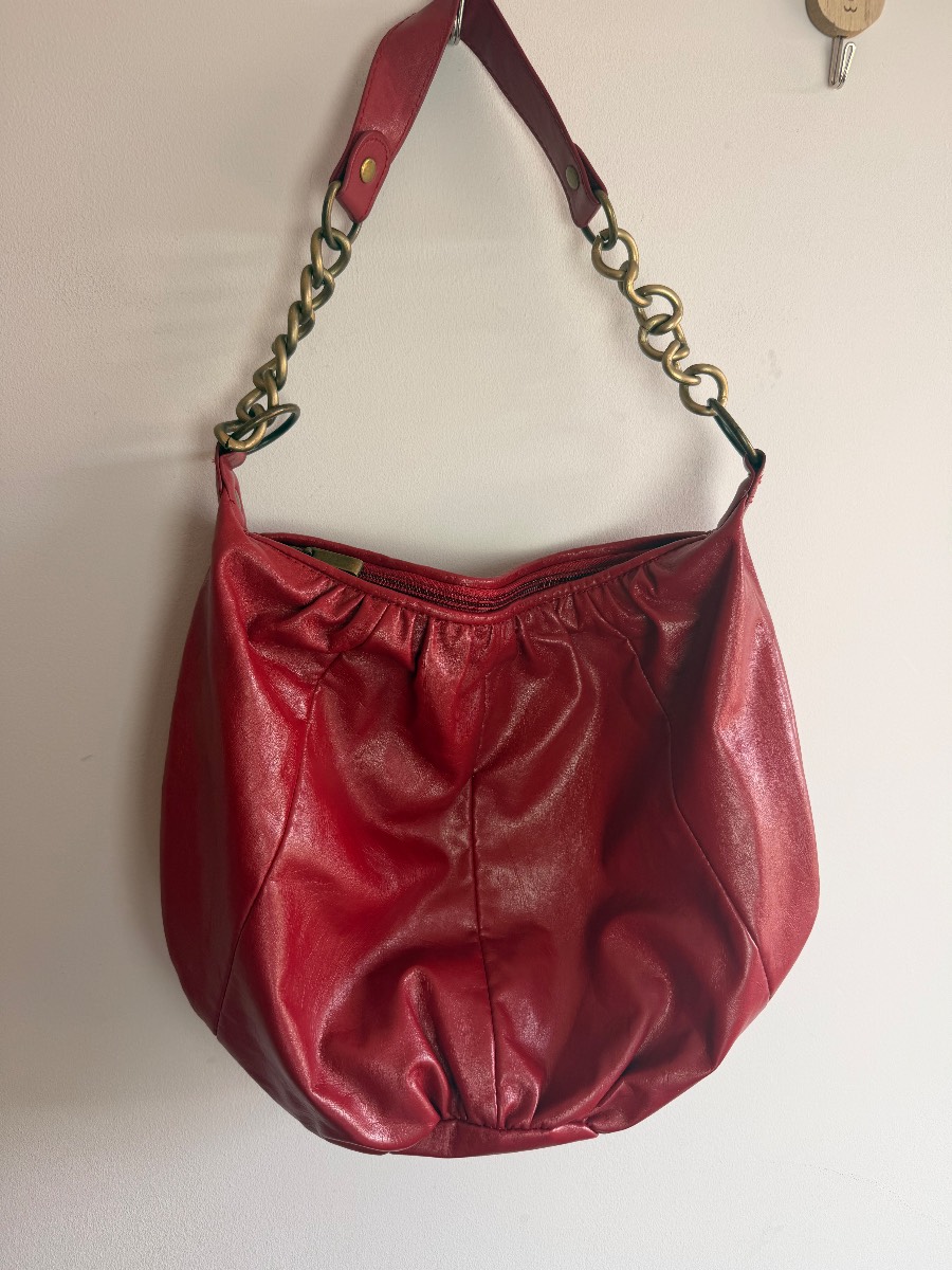 Vintage Y2K Cherokee hobo bag medium red brass shoulder bag slouchy purse