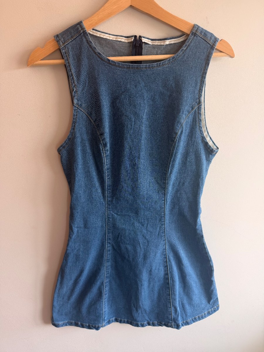 New! Blue denim fitted dress small short summer dress sleeveless mini dress festival Y2K style cute