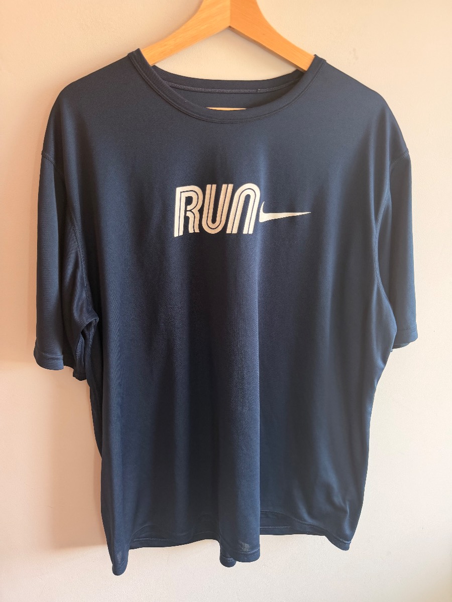 Nike Run Dri fit tshirt men’s XXL navy blue short sleeve activewear gym top training running
