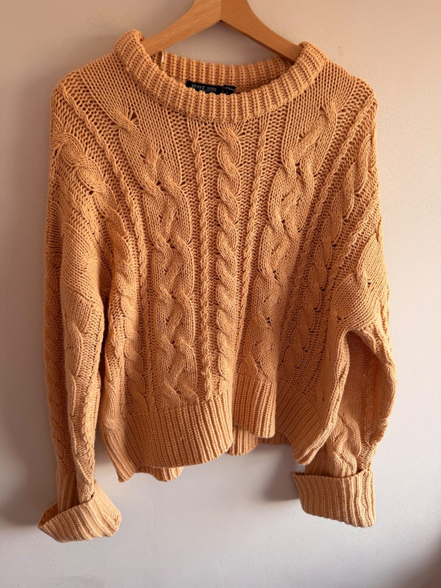 Brave Soul London chunky knit jumper large women’s cable knit sweater knitwear