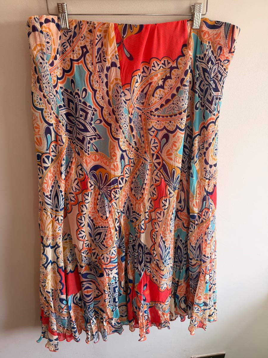 Per Una Marks and Spencer’s colourful paisley patterned skirt size 18 boho