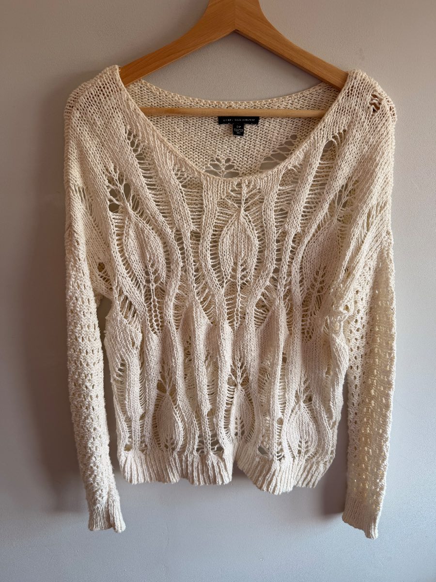 Y2K Vintage American Eagle Outfitters grunge cream knit small crochet boho