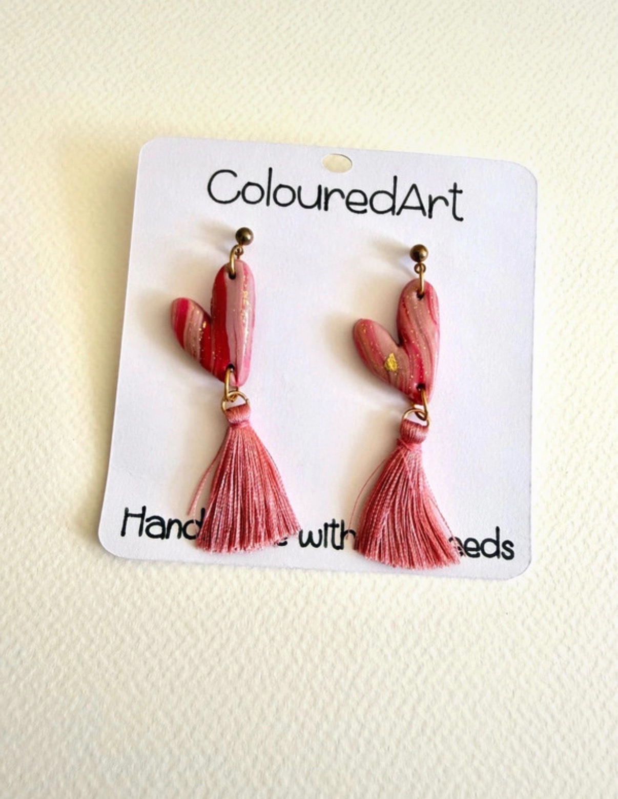 Heart earrings handmade, polymer clay