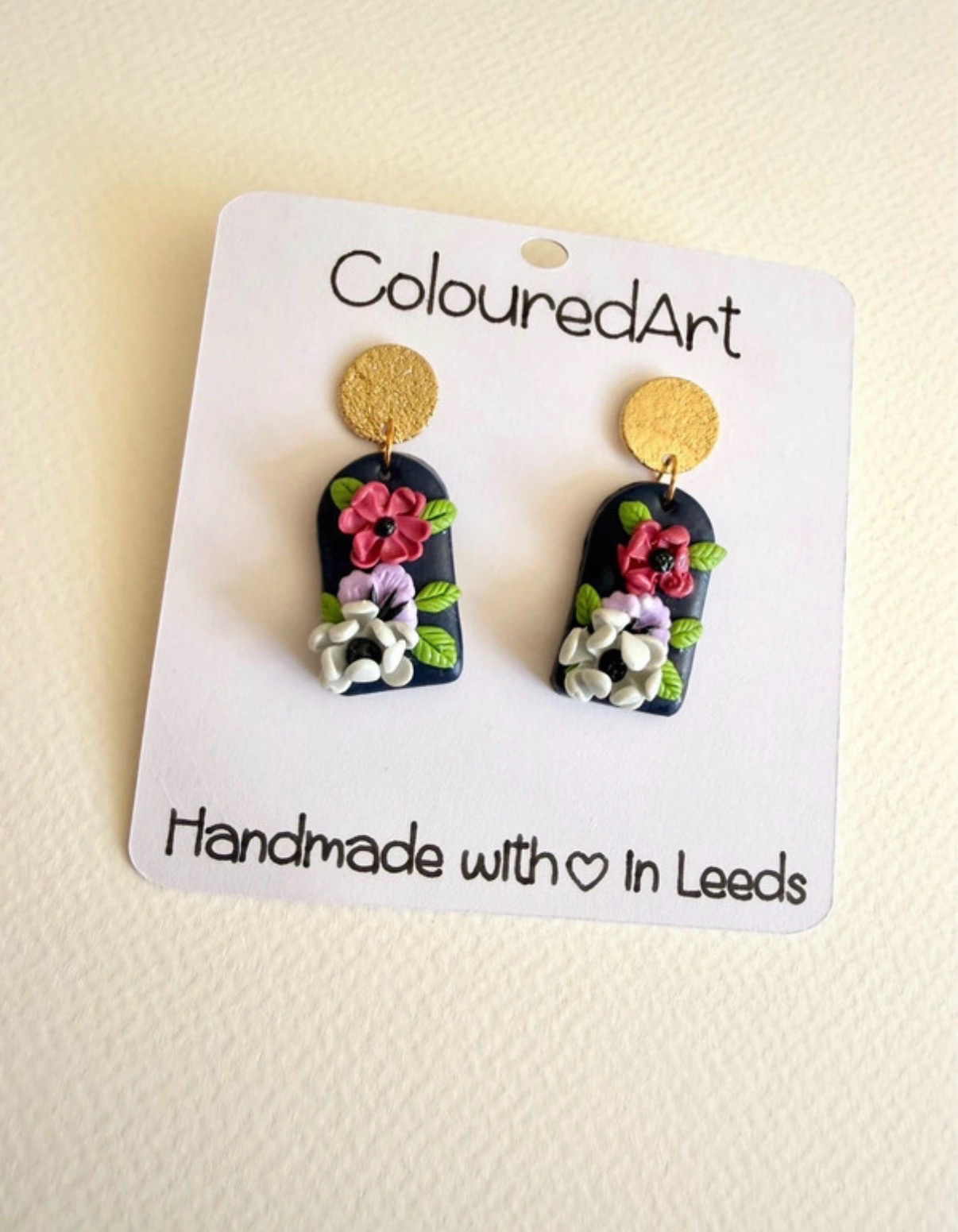 Earrings, handmade, polymer clay , floral