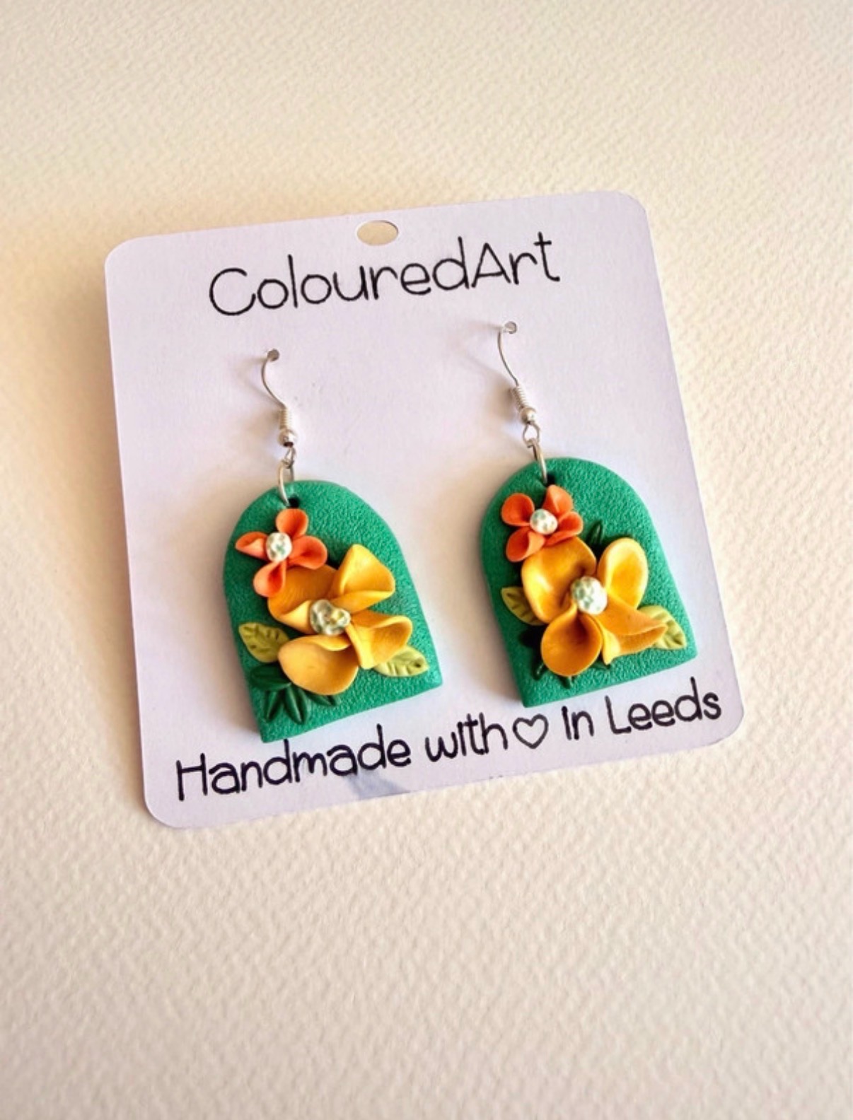 Handmade earrings, polymer clay, floral earrings