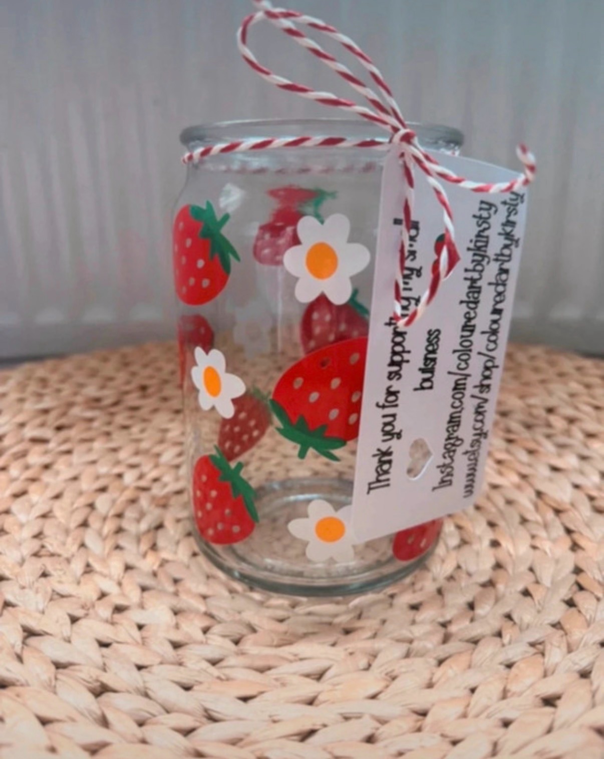 Handmade vase, strawberry vase 14cm tall by 9cm across