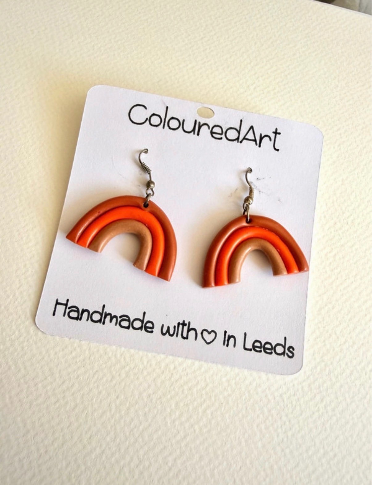 Rainbow earrings, handmade, polymer clay