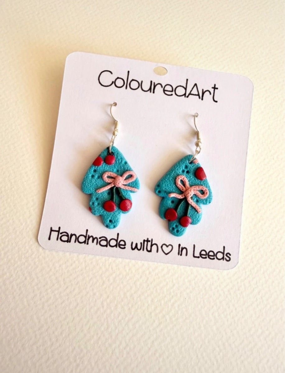 Bow earrings, polymer clay, handmade