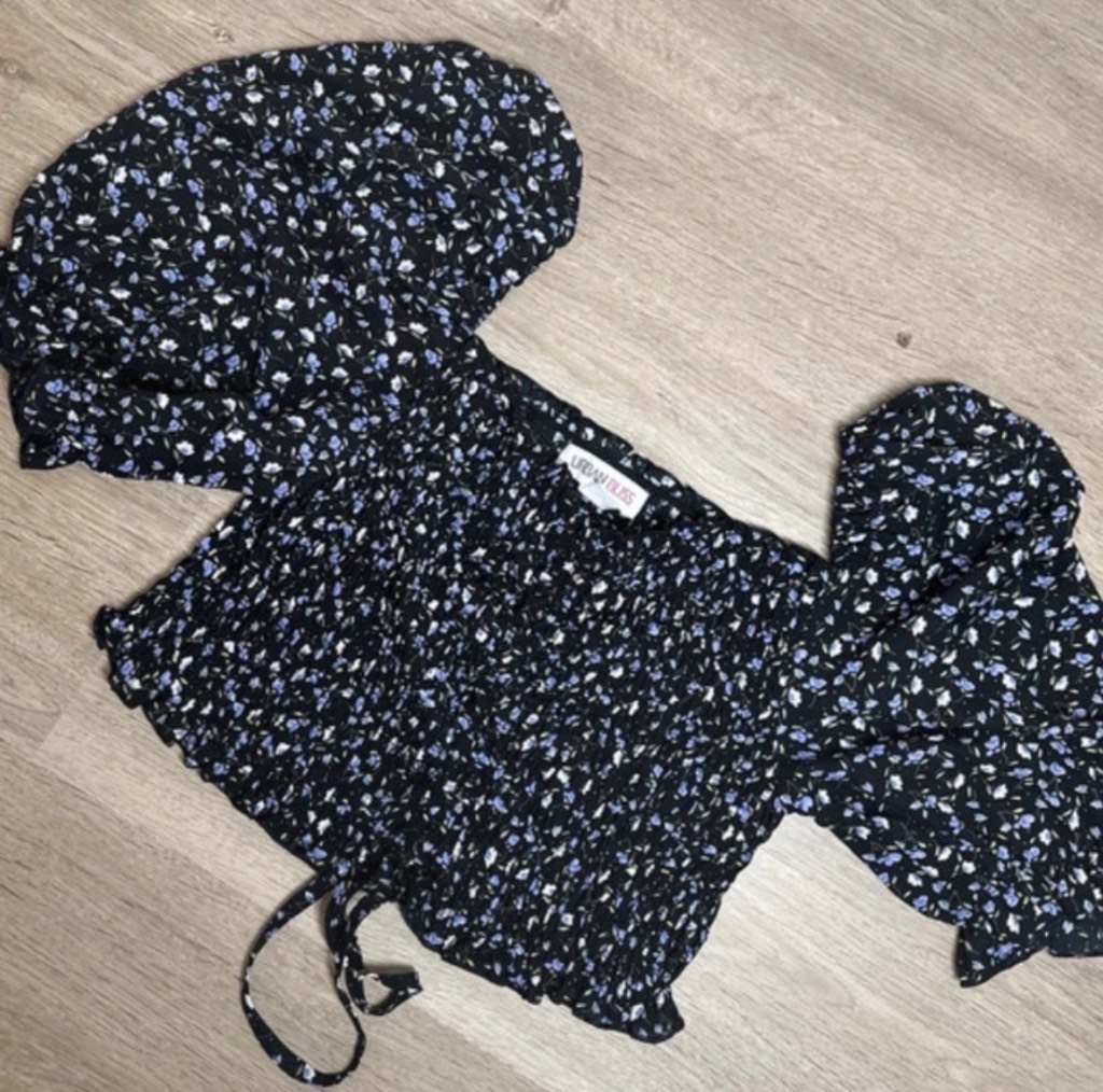 Urban Bliss Ditsy Floral Ruched Milkmaid Crop Top - Size S