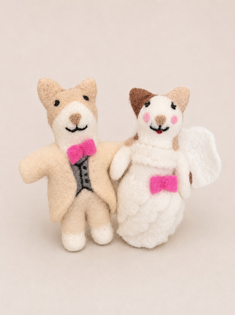Felt crafted cat figures wedding gift