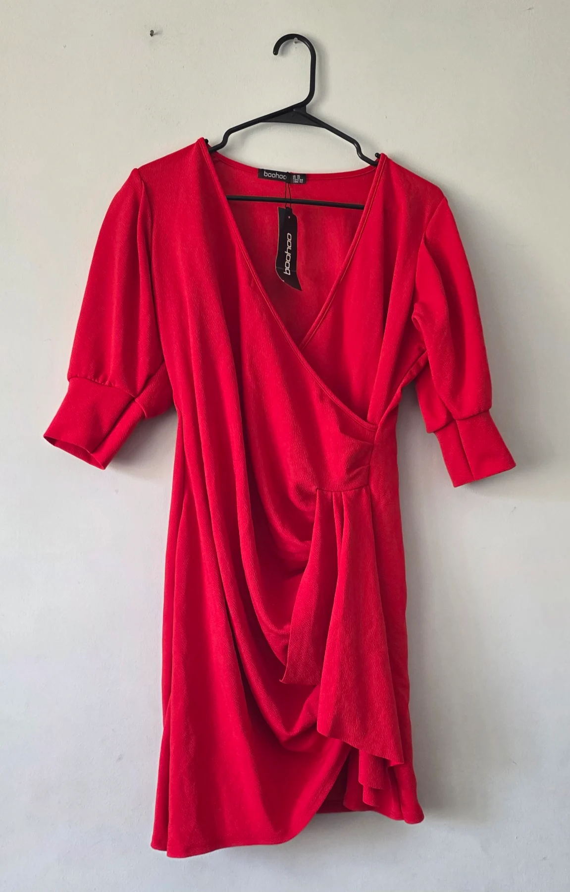 Boohoo V-neck Mini Wrap dress - Red - Size 16