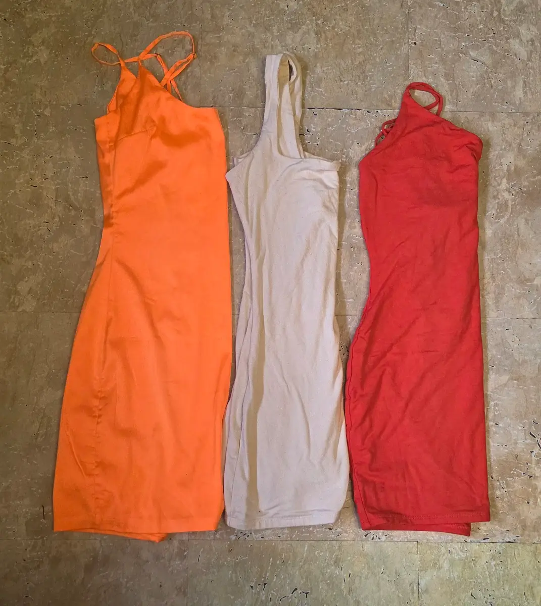 3 x Oh Polly Dresses/playsuit - orange/cream/coral - Size 83 x Oh Polly Dresses/playsuit - orange/cr