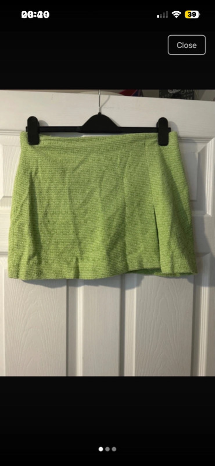 Zara Lime Green Tweed Bouclé Mini Skirt - Size M
