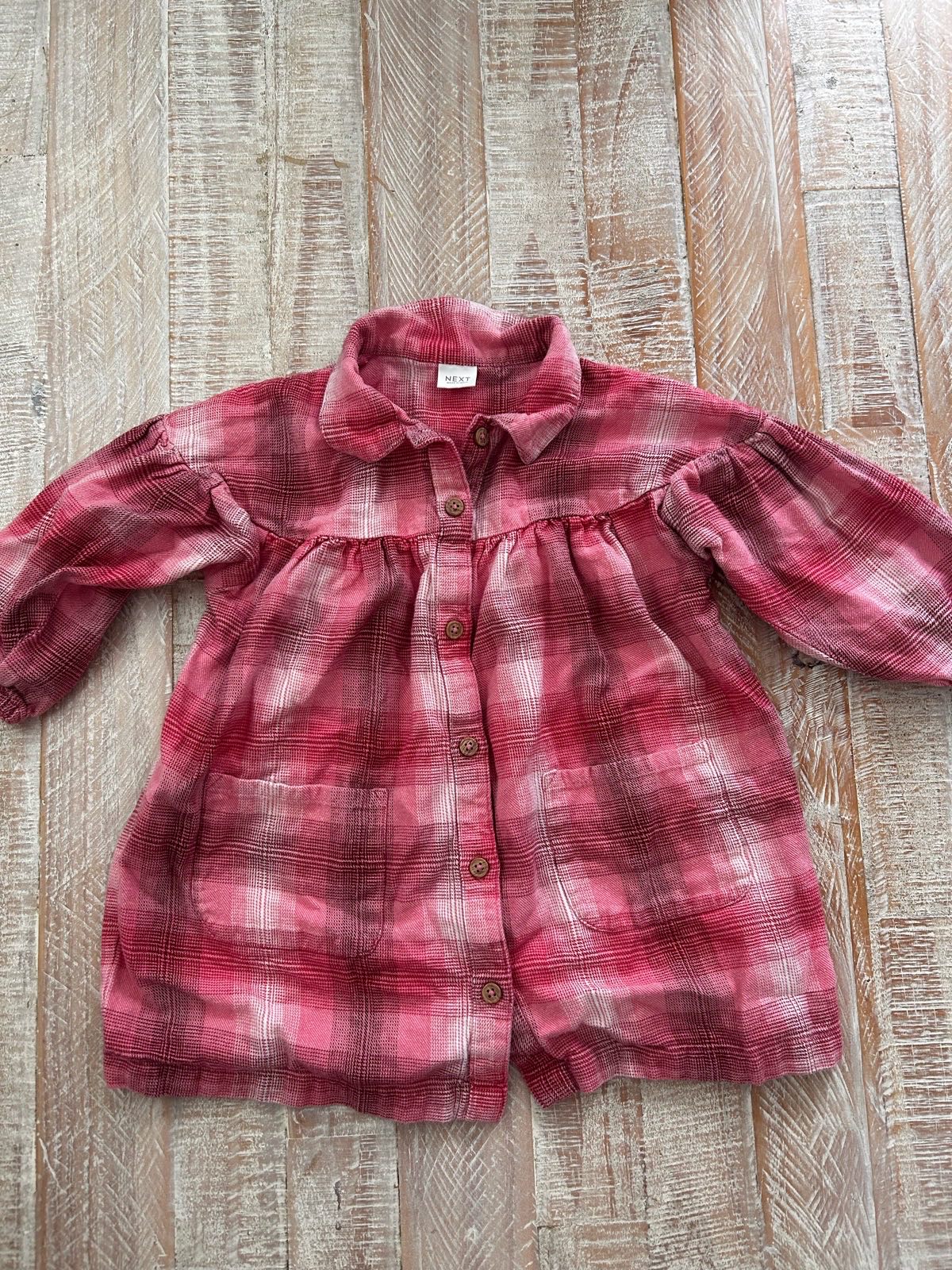NEXT Girls Red Check Shirt Dress 2-3 Years