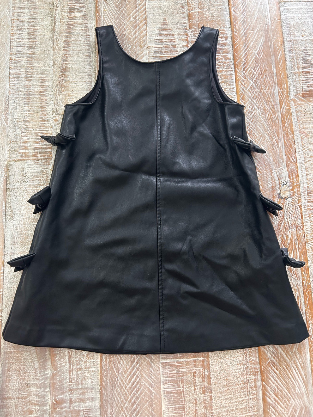 ZARA Girls Black Faux Leather Pinafore Dress 3 Years