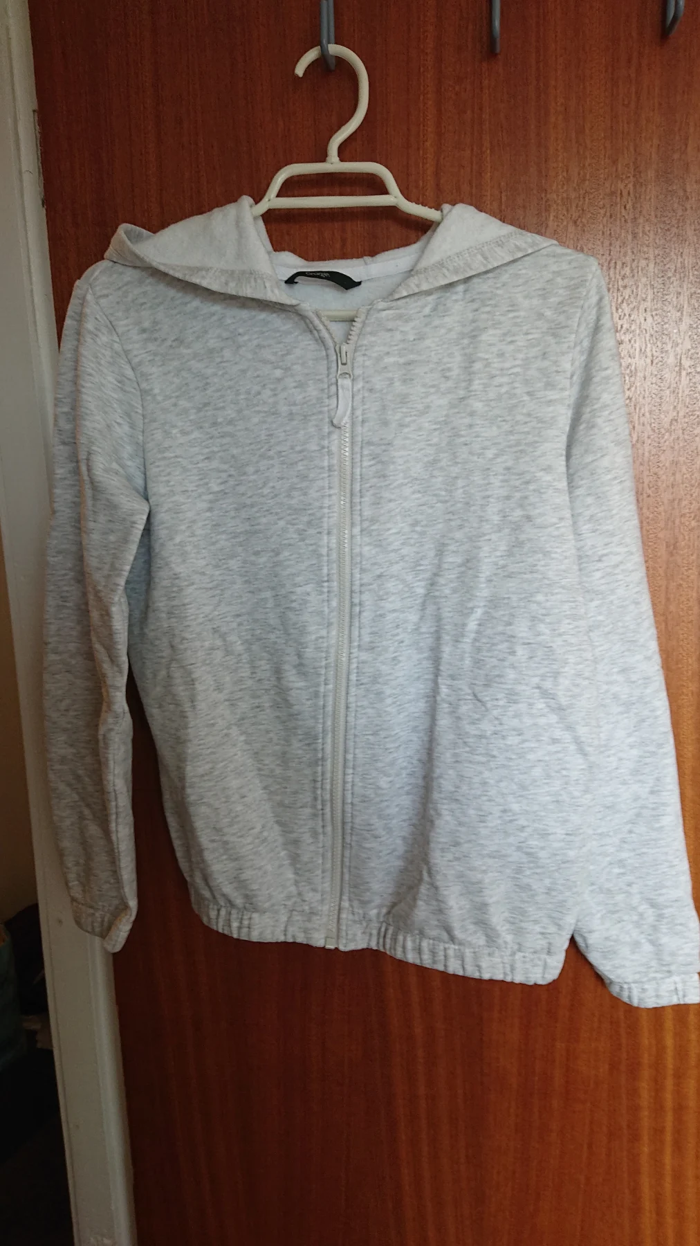 Boys gray marl cotton mix zip up hoodie. Age 12-13