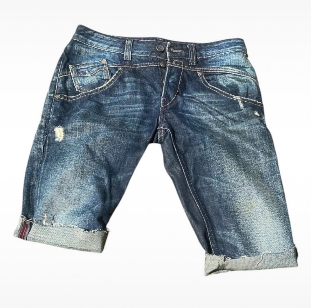 Navy blue Replay denim distressed cut-off shorts in a size 10 28-inch waist