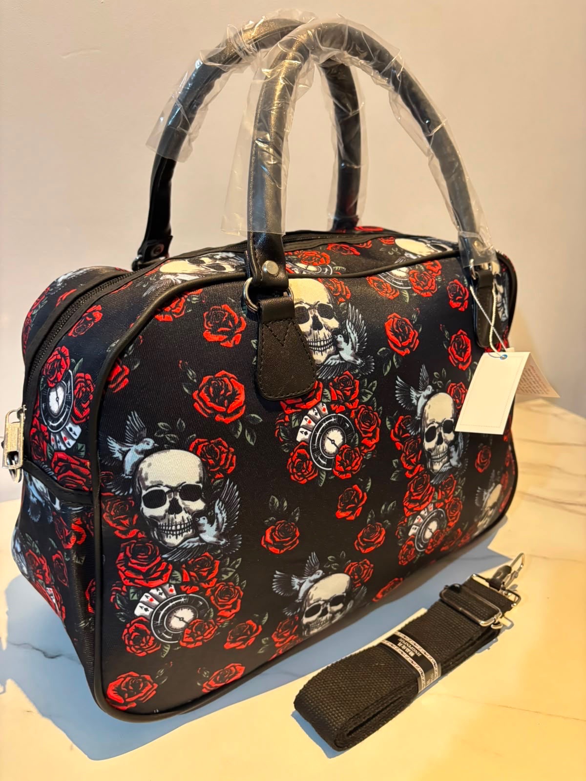 Gothic Skull & Red Rose Bag