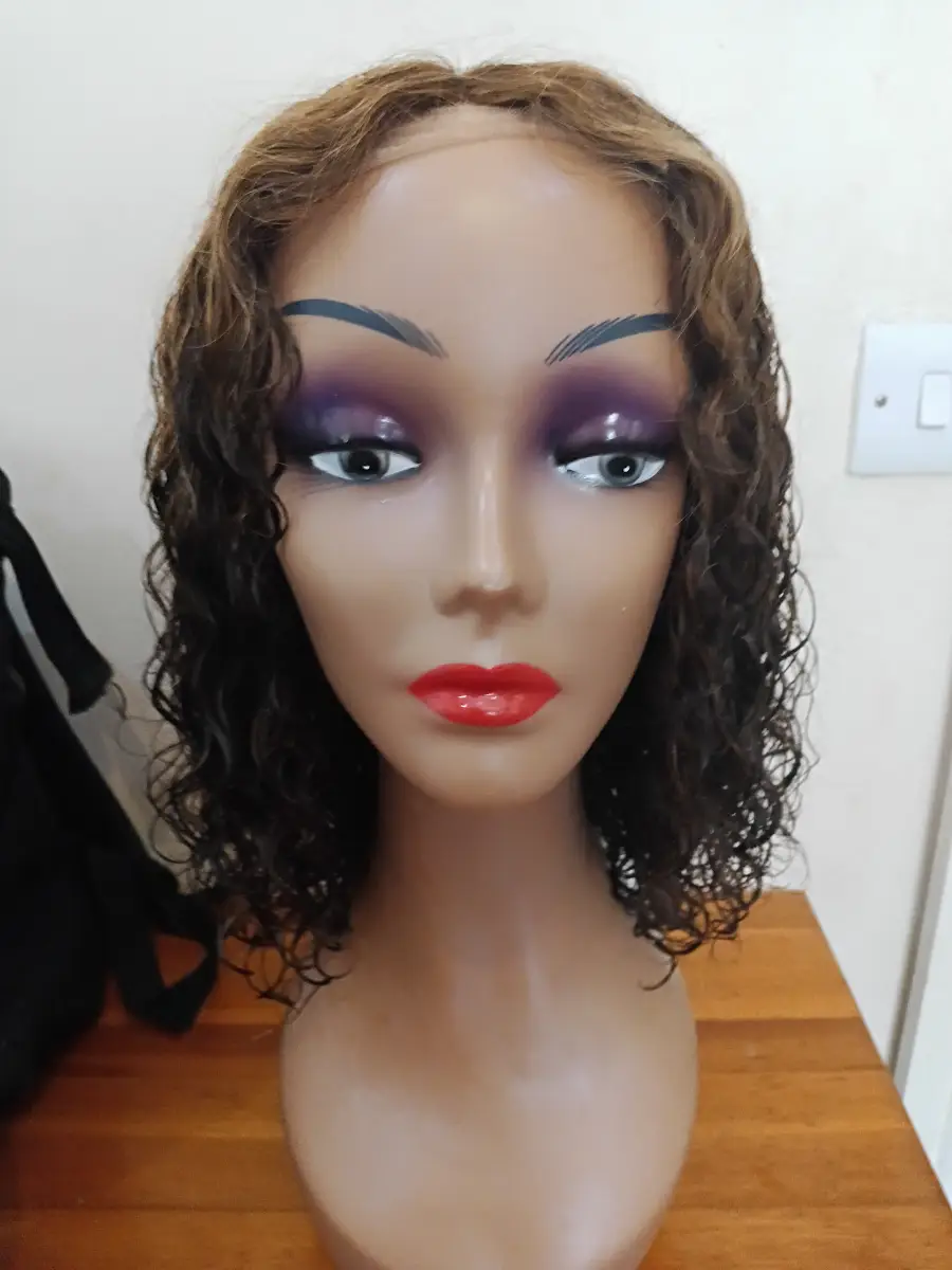 100% Human Hair Factory Wig – Colour 4/30, Medium Length Deep Curly Style