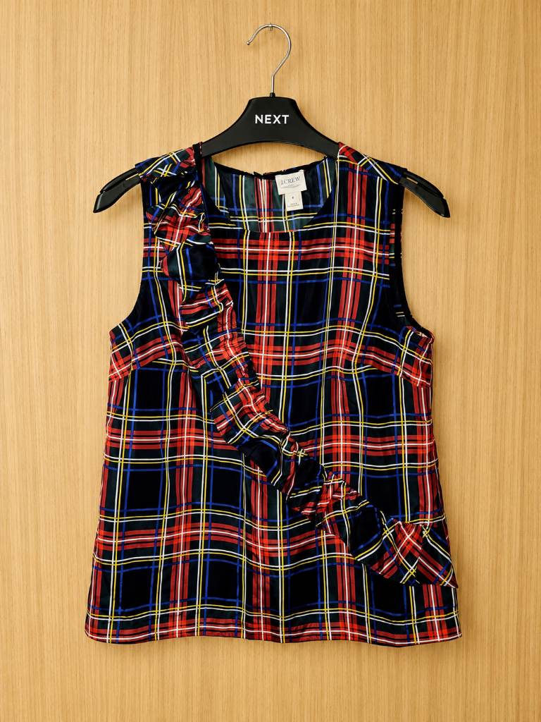 J.Crew Tartan Ruffle Sleeveless Top – UK 8 / US 4