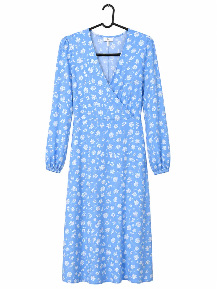 Joanie blue tulip Print Wrap Midi Dress weddings races size 10