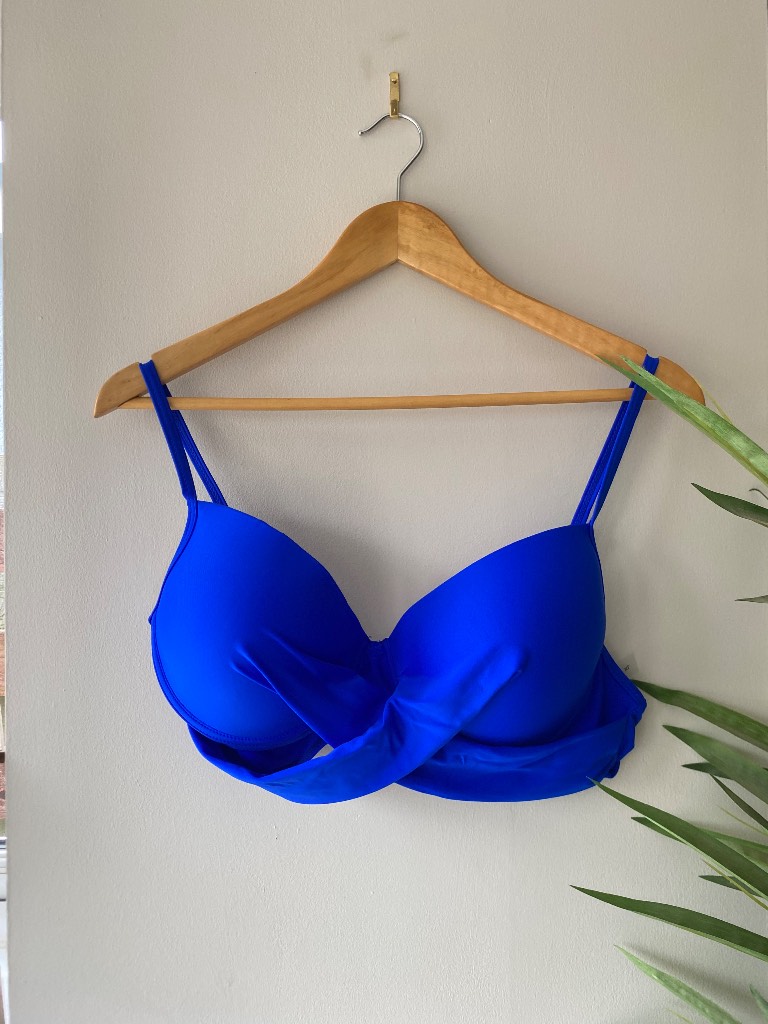SHEIN Royal Blue Twist Front Bikini Top - Size XL