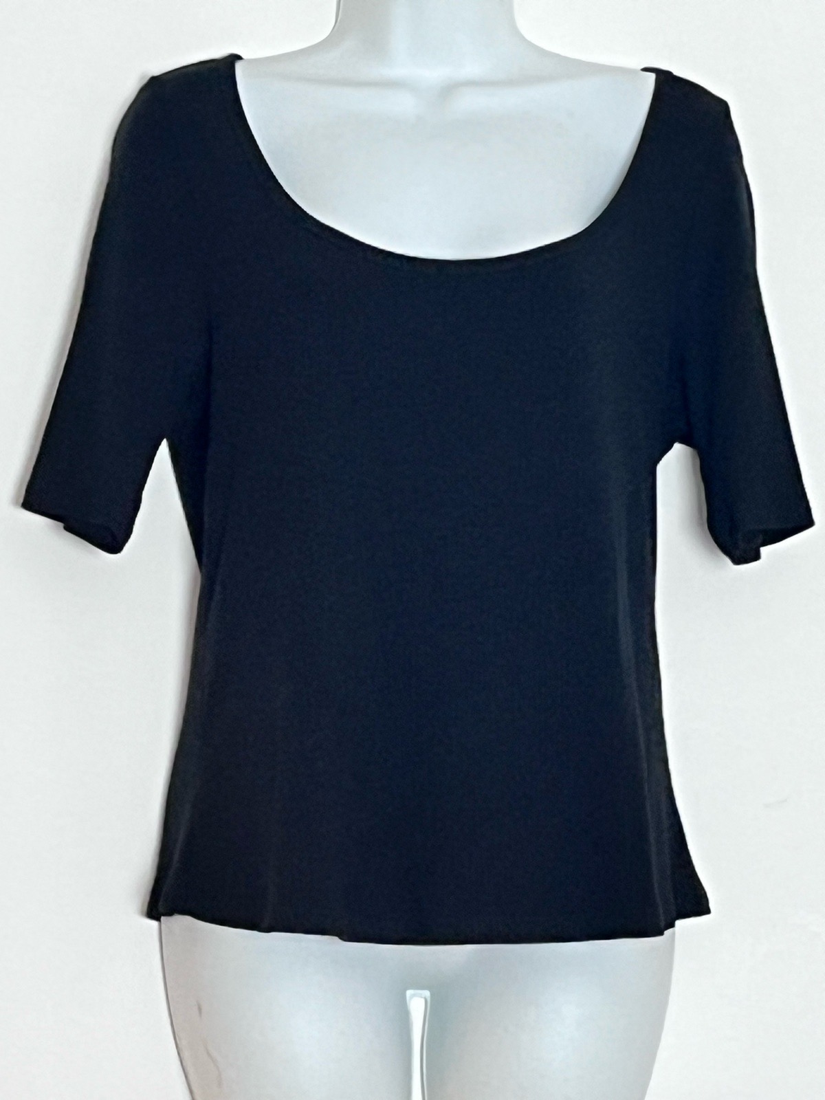Reformation Stella Scoop Neck Tee Black Tencel Stretch Top 1X Made USA