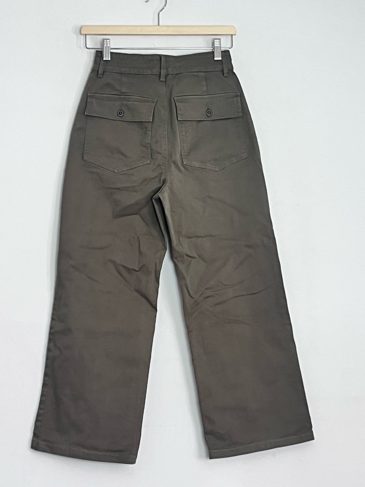 FRAME Denim Army Green Trousers 26 High Rise Cropped Wide Leg Chino Utility