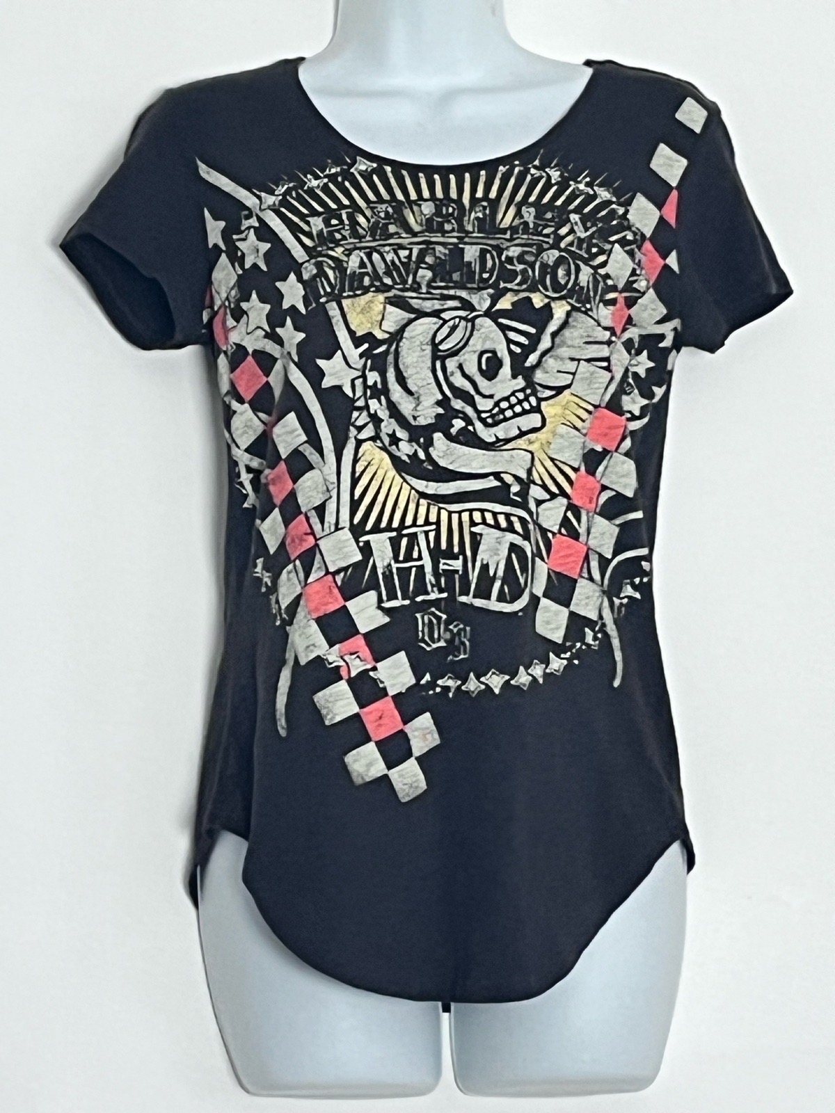 Harley Davidson Women’s S Black Skull Graphic T Shirt Biker Motorcycle Tee