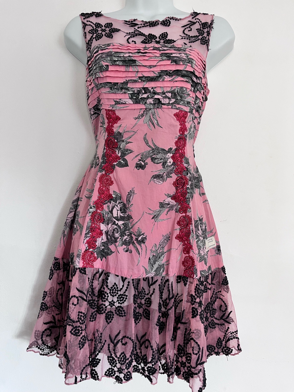 Odd Molly Uncorporated Pink Floral Lace Cotton Dress – Size 0 XS