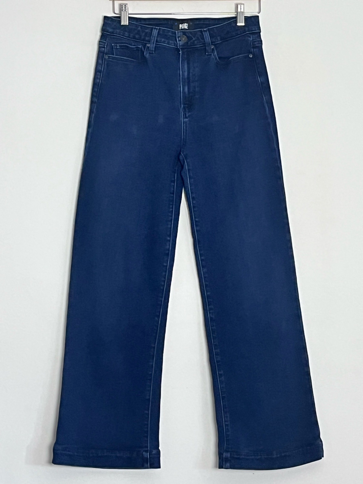 PAIGE Leenah Jeans W29 High Rise Wide Leg Dark Blue Stretch Denim