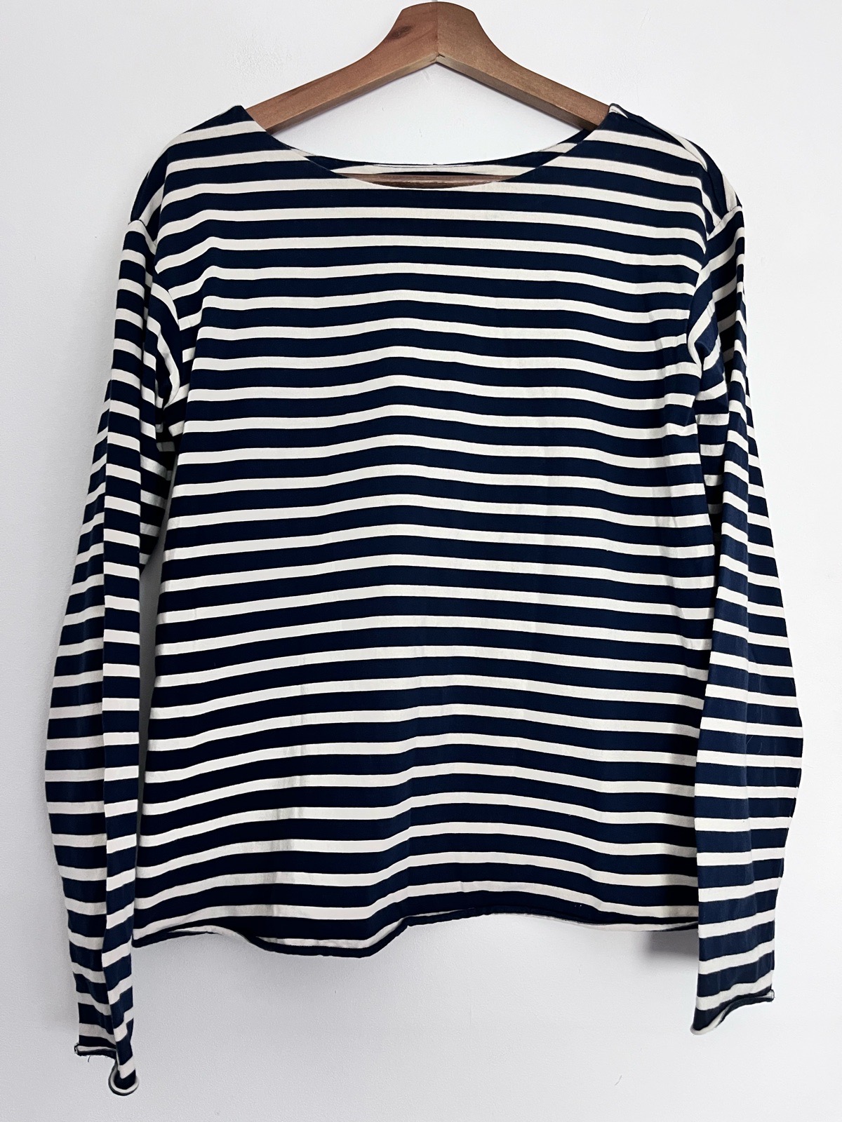 M.i.h Jeans Breton Stripe Top Size S Navy Cream Cotton Long Sleeve Made Portugal