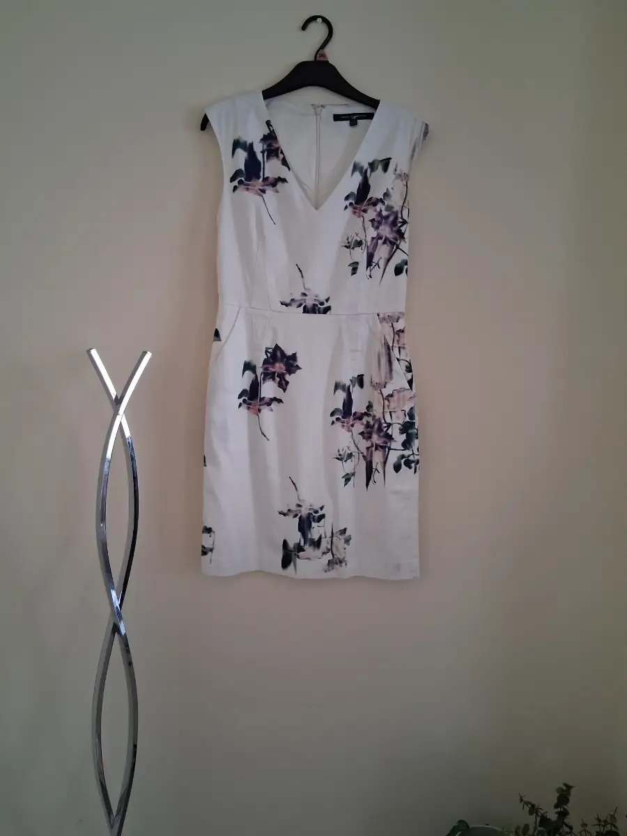 French connection white v neck dress size 12