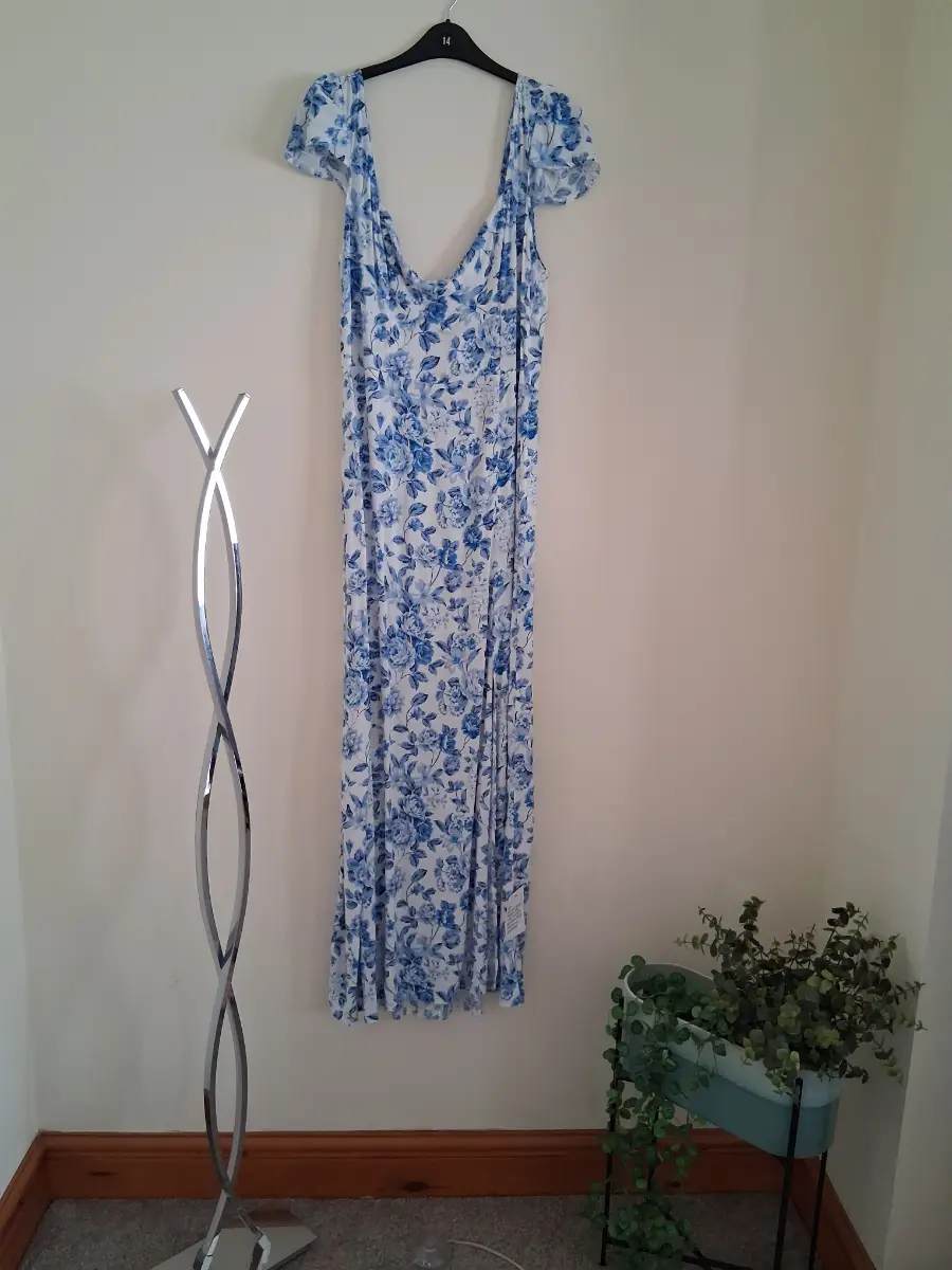 Asos design blue and white dress size 16 Tall