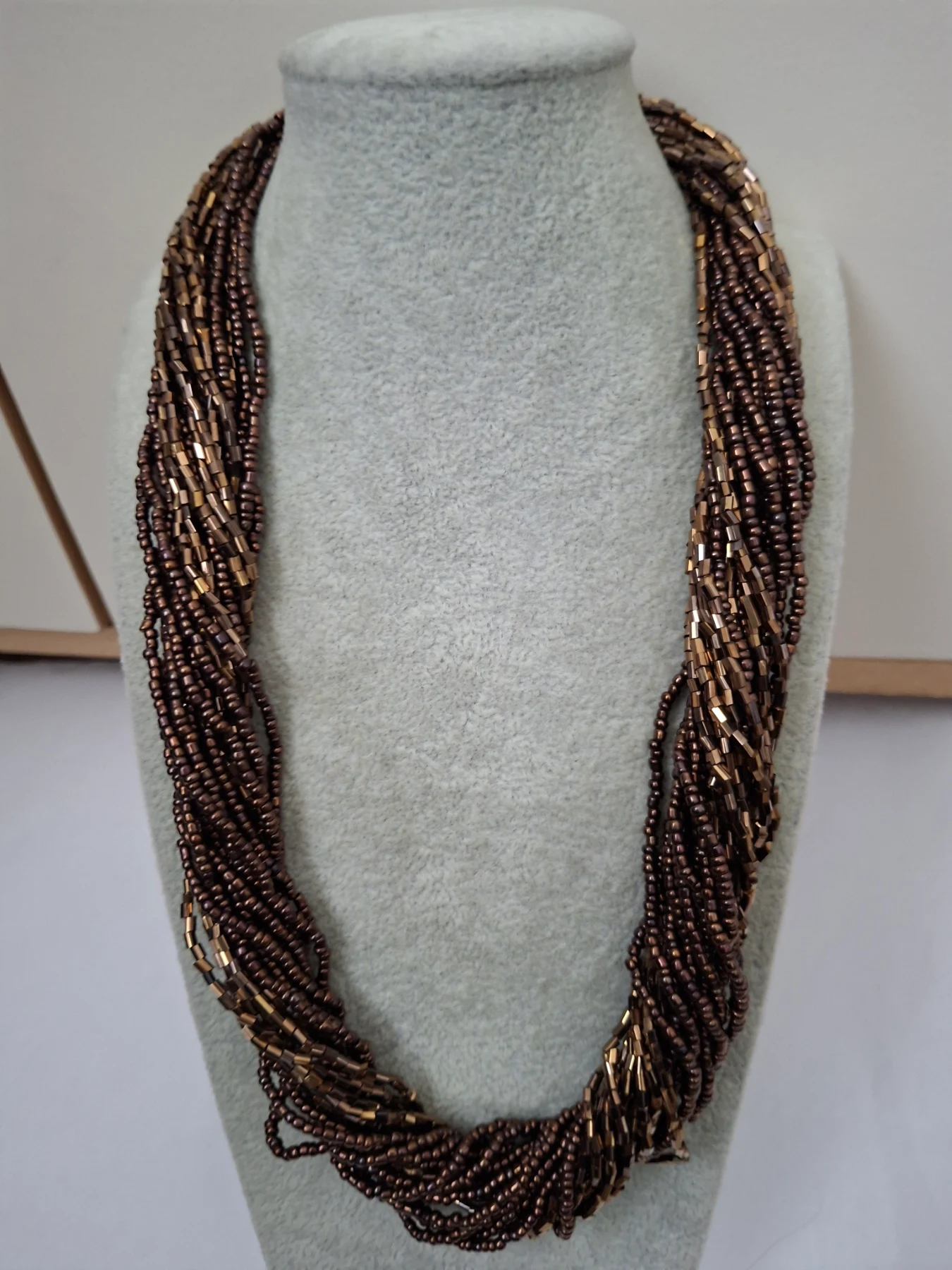 Glass beaded twisted necklace