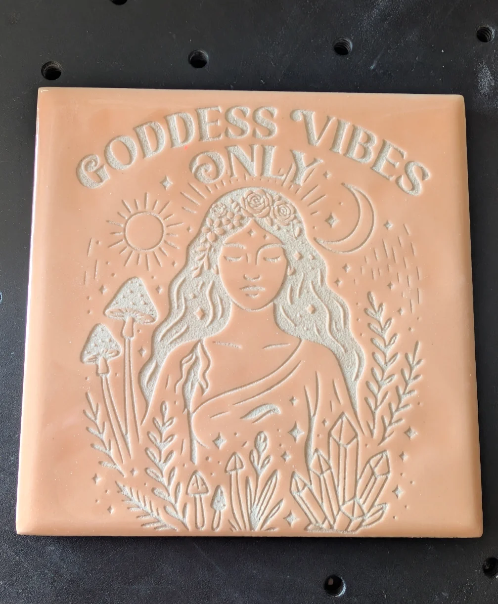 Goddess vibes only ceramic tile coaster art trivet 10x10cm