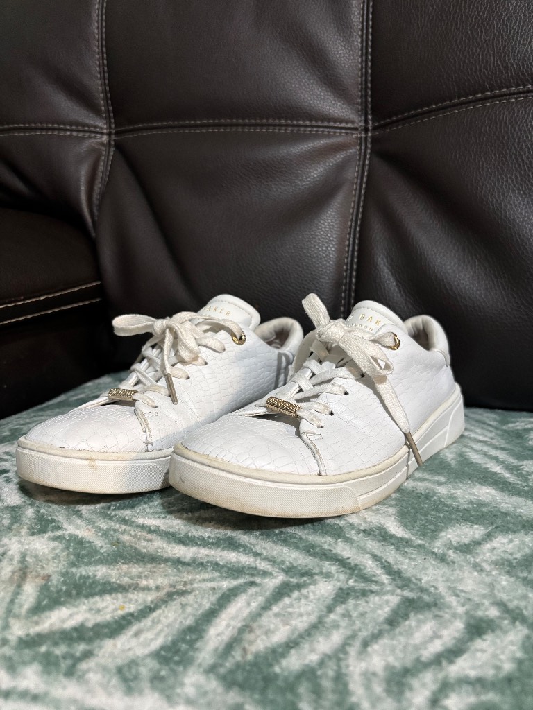 White Ted Baker Zennco Croc tennis trainers - size 3