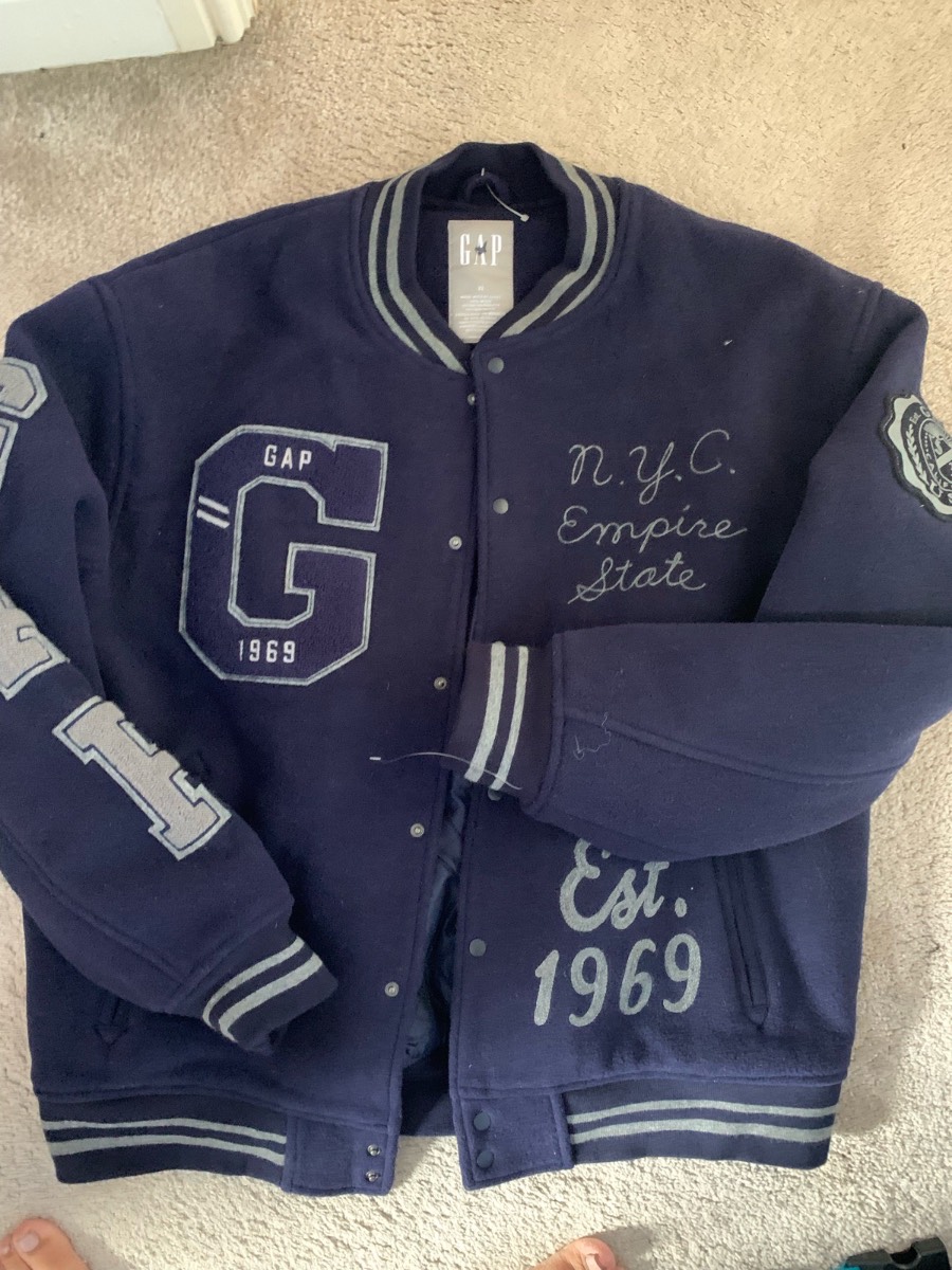 Mens Gap Navy Wool varsity jacket - size xl