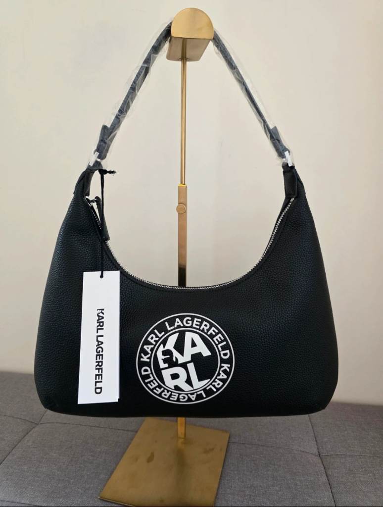 Karl Lagerfield 100% leather Athleisure rounded hobo shoulder bag