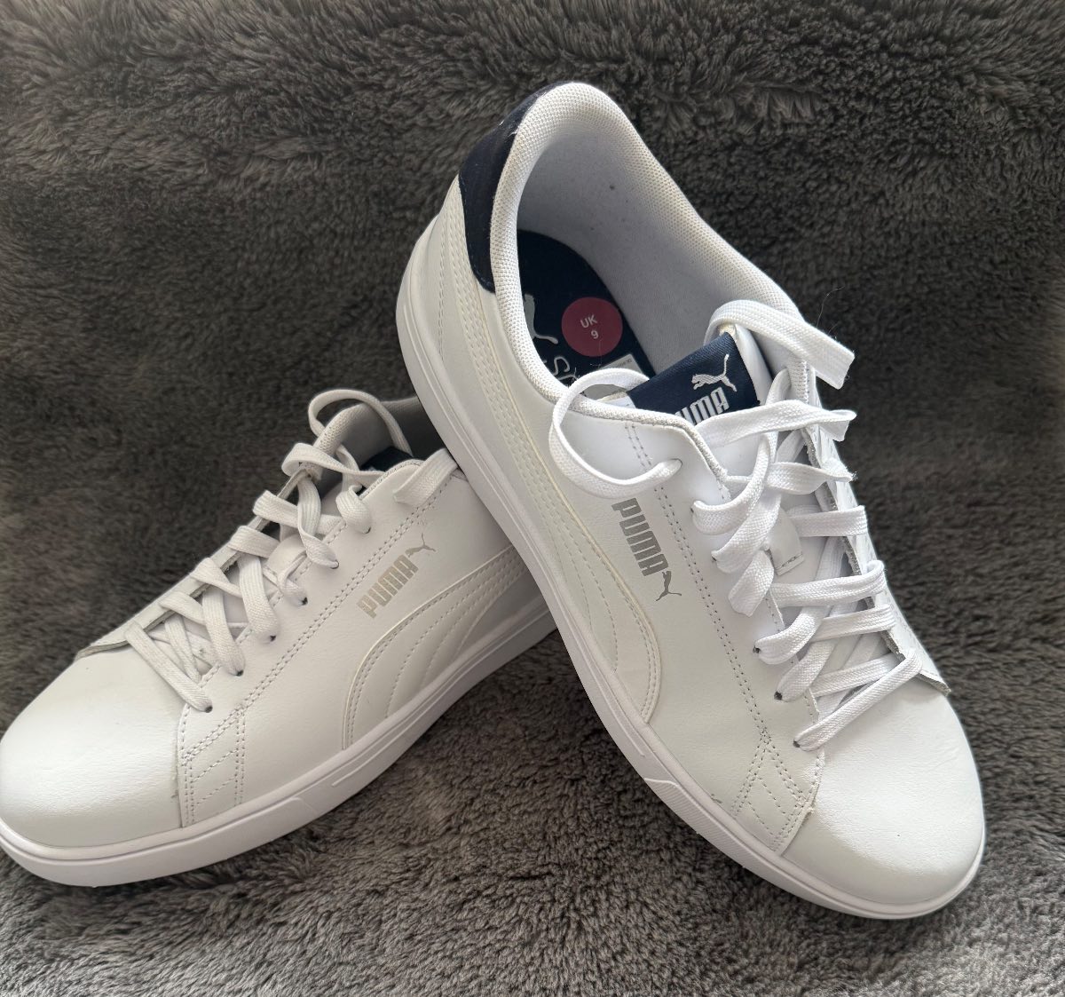 Unisex Puma leather Pro Lite Sneaker trainer White Navy Soft Comfort Size 9
