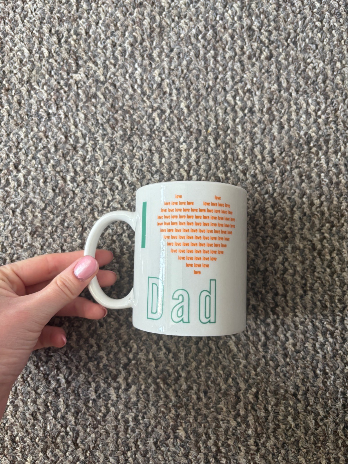I Love Dad Mug Orange Love Heart Pattern & No 1 Detail Father's Day Ceramic Cup