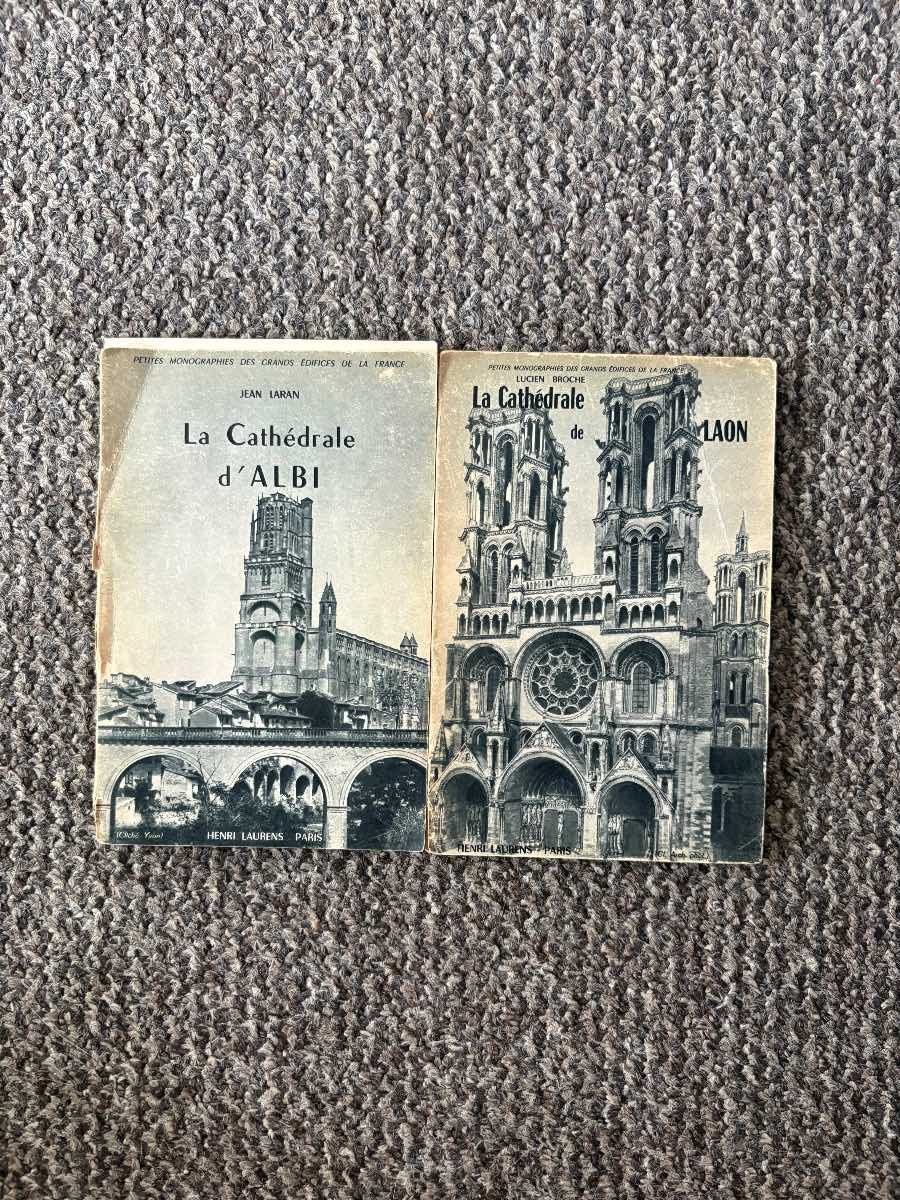 2x Vintage French Cathedral Monographies Albi & Laon Henri Laurens 1950s Architecture